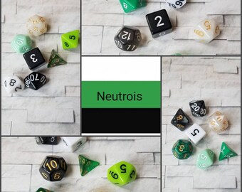 Neutrois flag 16mm dnd dice, hand chosen, curated set of polyhedral gaming dice, DnD dice set, RPG dice, LGBTQ dice, Gray ace dice