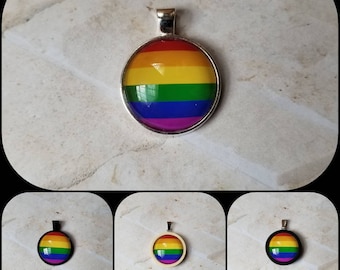 LGBTQ pride jewelry, LGBT jewelry, rainbow pendant, rainbow flag colors, rainbow necklace, rainbow jewelry, Mama Bear pride jewelry