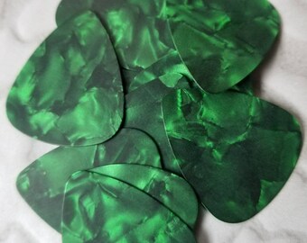 Destash guitar picks, guitar plectrums, pearl guitar picks, dark green, glossy or matte, destash guitar plectrums, generic, 20 or 50 or 100