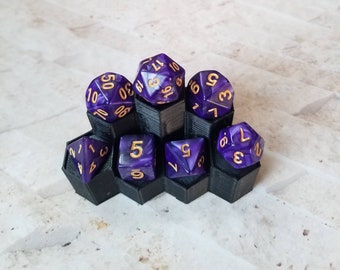 Pearl purple 16mm dnd dice with gold numbers, polyhedral gaming dice, DnD dice set, RPG dice, gaming dice, set of 7 DnD dice