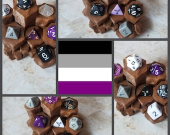 Asexual or Demisexual flag 16mm dnd dice, hand chosen, curated set of polyhedral gaming dice, DnD dice set, RPG dice, LGBTQ dice