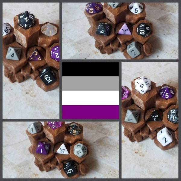 Asexual or Demisexual flag 16mm dnd dice, hand chosen, curated set of polyhedral gaming dice, DnD dice set, RPG dice, LGBTQ dice