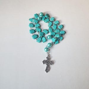 Anglican prayer beads, Methodist prayer beads, Episcopal rosary, Protestant prayer beads, Howlite elephant beads, glass pearls, stainless