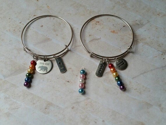 Transgender pride bangle, Mama Bear Pride bangle, LGBTQ jewelry, LGBTQ bracelet, LGBT bangle, Pride bracelet, Transgender Pride colors