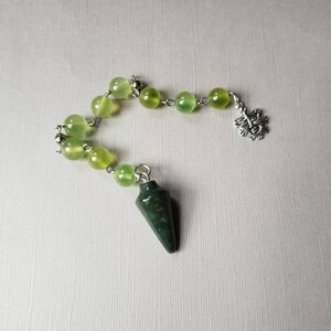 Litha prayer beads, pagan prayer beads, pagan chaplet, Midsummer prayer beads, mini prayer beads, stainless steel, Malay jade, gemstone