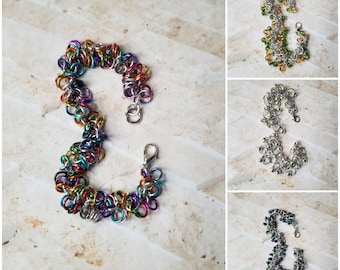 Beaded chain maille bracelet, Shaggy loops bracelet, shaggy loops chain maille, chainmaille jewelry, chain mail jewellery, deluxe bracelet