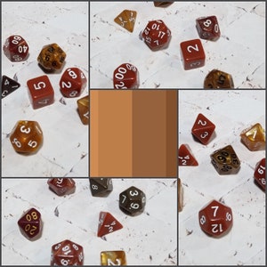 Sets of 7 brown 16mm dnd dice, polyhedral gaming dice, DnD dice set, RPG dice, DnD dice, D and D dice, gaming dice, curated sets
