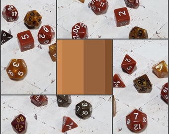 Sets of 7 brown 16mm dnd dice, polyhedral gaming dice, DnD dice set, RPG dice, DnD dice, D and D dice, gaming dice, curated sets