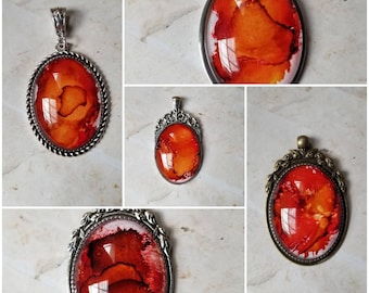 Alcohol ink art jewelry, alcohol ink pendant, alcohol ink on glass, original art jewelry, alcohol ink pendant, alcohol ink necklace