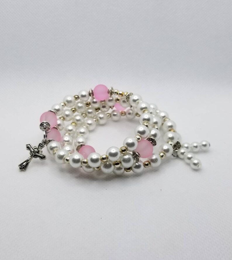 Five Decade Rosary Bracelet Memory Wire Bracelet Wrap Etsy Canada