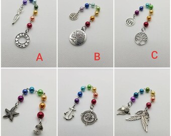 Unitarian Universalist prayer beads, 7 Principles of UU, prayer aid, rainbow prayer strand, UU chaplet, chakra colors, chakra healing, 8mm