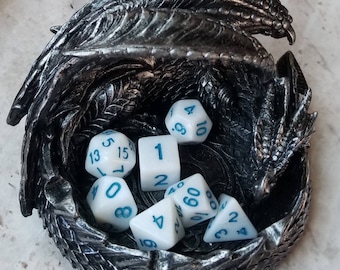 Pearly white 16mm dnd dice polyhedral gaming dice, DnD dice set, RPG dice, D and D, gaming dice, set of 7 DnD dice, Spring colors,
