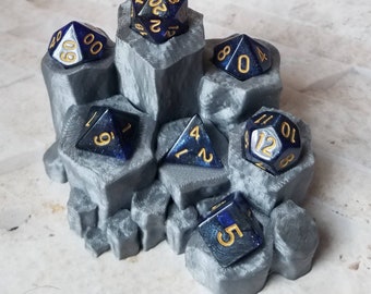 Glittery blue and black 16mm dnd dice,gaming dice, DnD dice set, RPG dice, dnd dice, gaming dice, set of 7 DnD dice, two toned dice