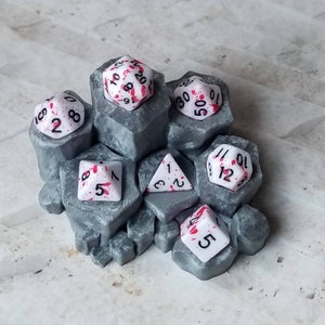 White and red speckled 16mm dnd dice with black numbers, polyhedral gaming dice, DnD dice set, RPG dice, gaming dice, set of 7 DnD dice