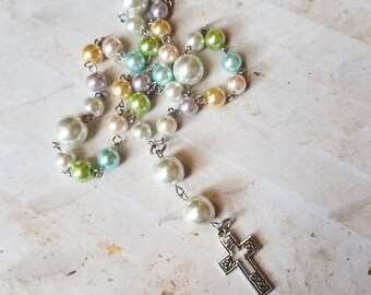 Anglican prayer beads, Methodist prayer beads, Episcopal rosary, Protestant prayer beads, stainless steel, pastel