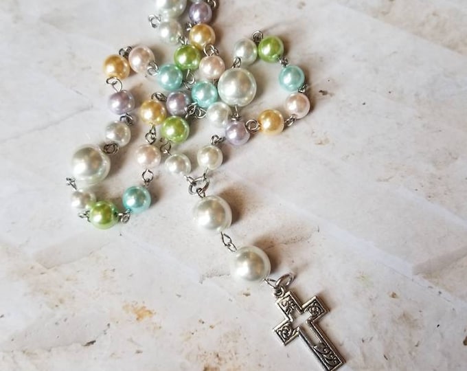 Featured listing image: Anglican prayer beads, Methodist prayer beads, Episcopal rosary, Protestant prayer beads, stainless steel, pastel