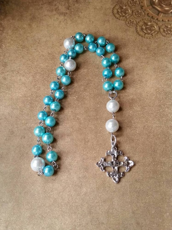 Anglican prayer beads, Methodist rosary, Protestant prayer beads, Episcopal rosary, stainless steel, Winter prayer beads, glass pearls