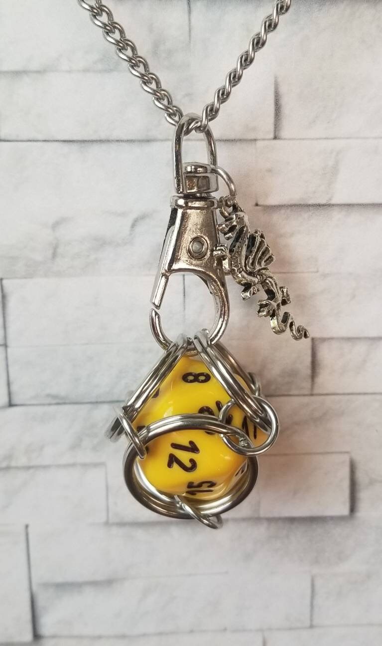 Captive dice jewelry removable d20 necklace dice jail Etsy