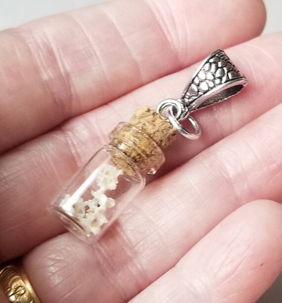 Snake vertebrae vial pendant, snake vertebrae bottle pendant, snake vertebrae in bottles, snake vertebrae jewelry, snake vertebrae pendant