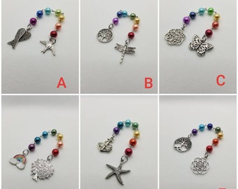 Unitarian Universalist prayer beads, 7 Principles of UU, prayer aid, rainbow prayer strand, UU chaplet, chakra colors, chakra healing, 8mm