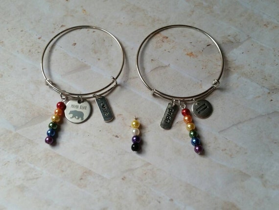Nonbinary pride bangle, Mama Bear Pride bangle, LGBTQ jewelry, LGBTQ bracelet, LGBT bangle, Pride bracelet, nonbinary Pride flag colors