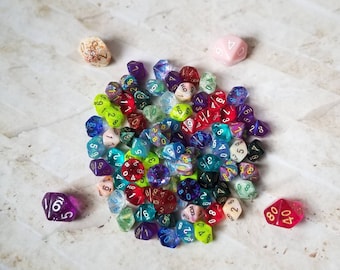 Individual  Chessex 10mm d10 dnd die, mini d10 dice, mini polyhedral dice, DnD dice, D and D dice, 10mm d10s, random pick