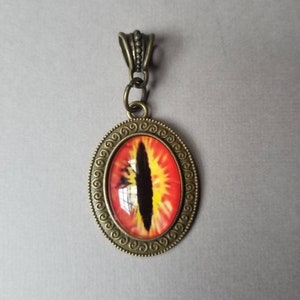 Dragon eye pendant, dragon eye necklace, silver-toned frames, cat eye jewelry, demon eye pendant, glass cabochons, purple or green or orange
