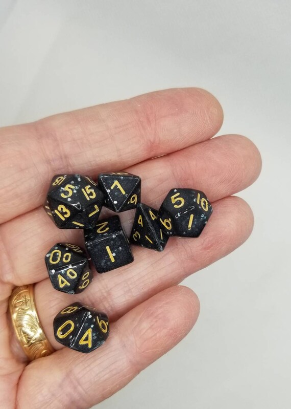 Glittery Black 10mm Mini Dnd Dice Polyhedral Gaming Dice Dnd Etsy