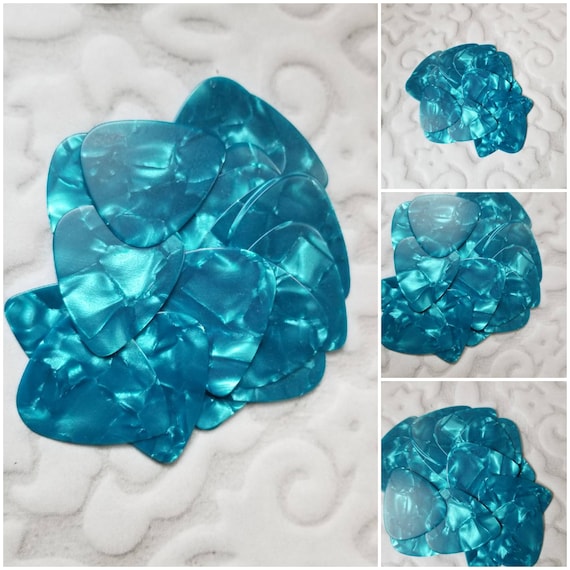 Destash guitar picks, guitar plectrums, pearl guitar picks, light blue, destash guitar plectrums, generic, x 20 or 50 assorted
