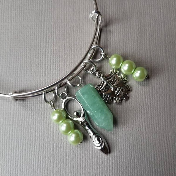 Ostara bangle, expandable bangle, Ostara jewelry, has matching prayer beads, Ostara bracelet, Goddess jewelry, pagan bangle, choice of four