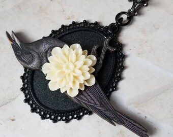 Dead raven necklace, dead raven pendant, Goth jewelry,  Emo jewelry, Goth necklace,  raven pendant, mourning jewelry, un-Valentine's day