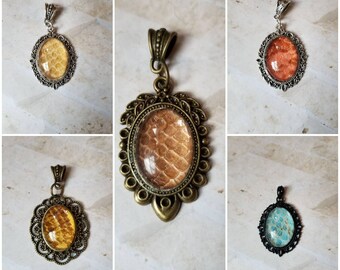 Snake shed jewelry, snake shed pendant, snakeskin necklace, cruelty free snake sheds, Boa Constrictor shed jewelry, Boa shed skin pendant