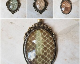 Snake shed jewelry, snake shed pendant, snakeskin necklace, cruelty free snake sheds, Boa Constrictor shed jewelry, Boa shed skin pendant