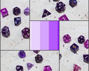 Sets of 7 purple 16mm dnd dice, polyhedral gaming dice, DnD dice set, RPG dice, DnD dice, D and D dice, gaming dice, curated sets