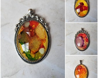 Alcohol ink art jewelry, alcohol ink pendant, alcohol ink on glass, original art jewelry, alcohol ink pendant, alcohol ink necklace