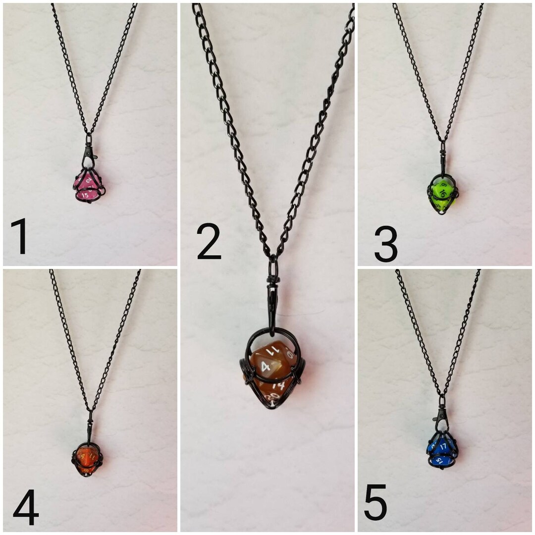 Black Captive Dice Jewelry, Removable D20 Necklace, Dice Jail Necklace