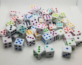 Individual Extra 16mm d6 dnd die, white with colored pips polyhedral gaming dice, DnD dice, RPG dice, d6 dice, spare dice, square edge