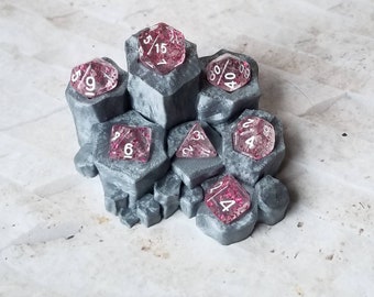 Translucent clear 16mm dnd dice with red glitter, polyhedral gaming dice, DnD dice set, RPG dice, gaming dice, set of 7 DnD dice