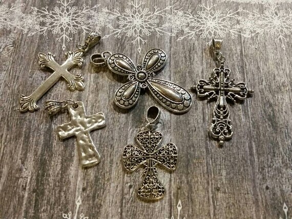 Silver metal cross, ornate cross, large cross pendant, fancy Christian cross, religious jewelry, religious necklace, cross pendant