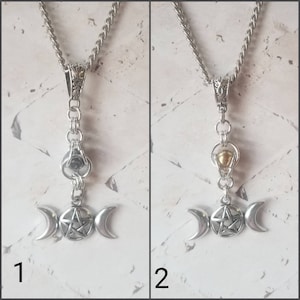 Triple Goddess necklace, Moon phase necklace, moon necklace, Goddess jewelry, moon phase jewelry, ritual necklace, captured bead