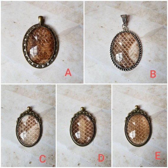 Snake shed jewelry, snake shed pendant, snakeskin necklace, cruelty free snake sheds, Boa Constrictor shed jewelry, Boa shed skin pendant