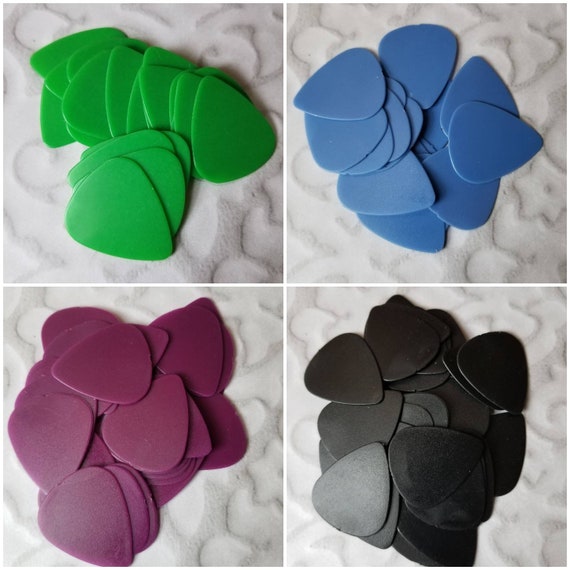 Destash guitar picks, guitar plectrums, generic solid color picks, choice of four colors, satin matte finish, guitar picks x 25