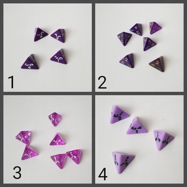 Individual d4 die, ONE single d4 dnd die, polyhedral gaming dice, DnD dice, RPG dice, D and D dice, spare dice, spare d4 dice,  extra d4 die