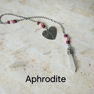 Aphrodite pendulum, Goddess pendulum, divination, dowsing pendulum, beaded pendulum, gemstone pendulum, stainless steel chain, Goddess