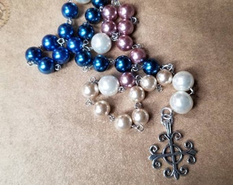 Anglican prayer beads, Methodist rosary, Protestant prayer beads, Episcopal rosary, stainless steel, Summer colors, Ocean themed, nautical