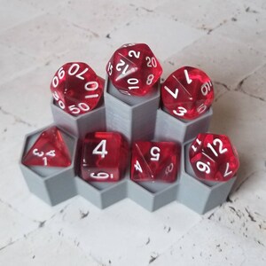 Translucent red 16mm dnd dice, polyhedral gaming dice, DnD dice set, RPG dice, gaming dice, set of 7 DnD dice, polyhedral dice set
