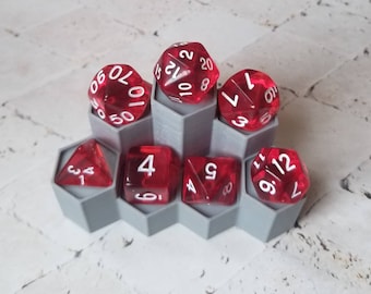 Translucent red 16mm dnd dice, polyhedral gaming dice, DnD dice set, RPG dice, gaming dice, set of 7 DnD dice, polyhedral dice set