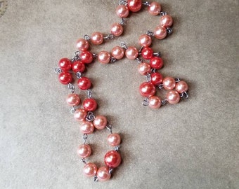 Orthodox prayer beads, Orthodox Chotki, stainless steel, Komboskini, hand-wired, Halloween themed, peach and tangerine glass pearls, unique