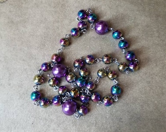 Orthodox prayer beads, Orthodox Chotki, stainless steel, Chotki, Komboskini, hand-wired, Rainbow Hematite beads, purple glass pearls