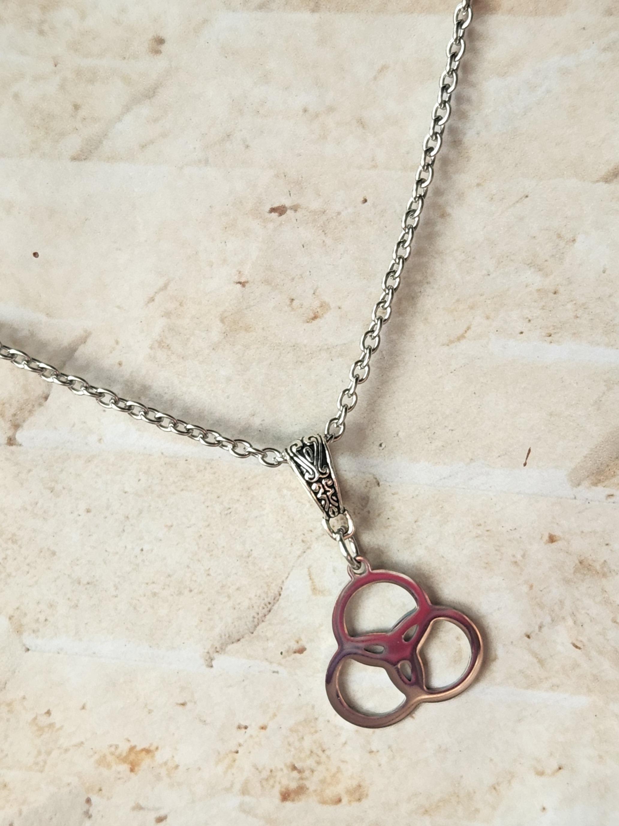 Stainless Steel Metal Borromean Rings Pendant Necklace With a Stainless ...